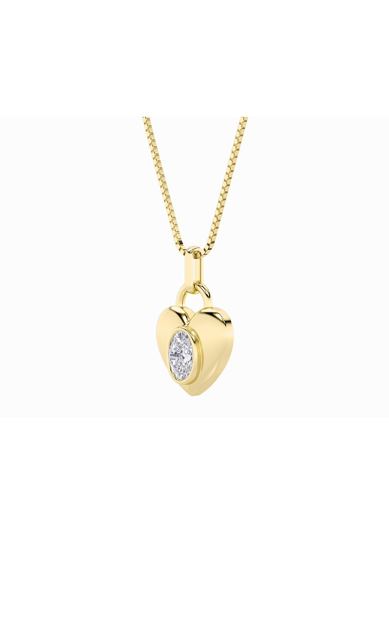 1CTW Oval Shaped Lab Grown Diamond (F/VS) Heart Pendant in 14K  White Gold