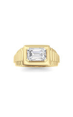 Load image into Gallery viewer, 2.5CTW Emerald Shaped Lab Grown Diamond (F/VS) Mens Ring in 14K Gold
