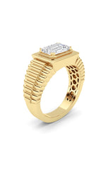 Load image into Gallery viewer, 2.5CTW Emerald Shaped Lab Grown Diamond (F/VS) Mens Ring in 14K Gold
