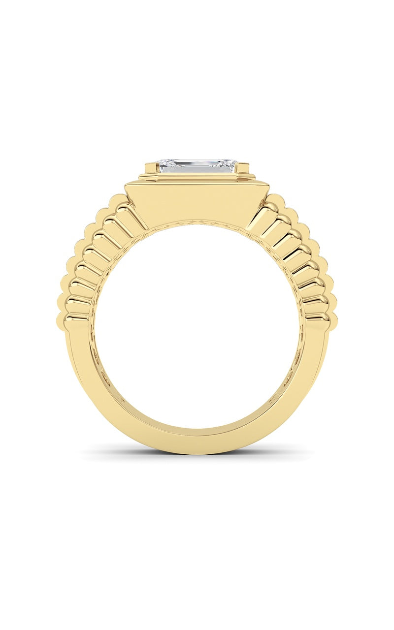 2.5CTW Emerald Shaped Lab Grown Diamond (F/VS) Mens Ring in 14K Gold