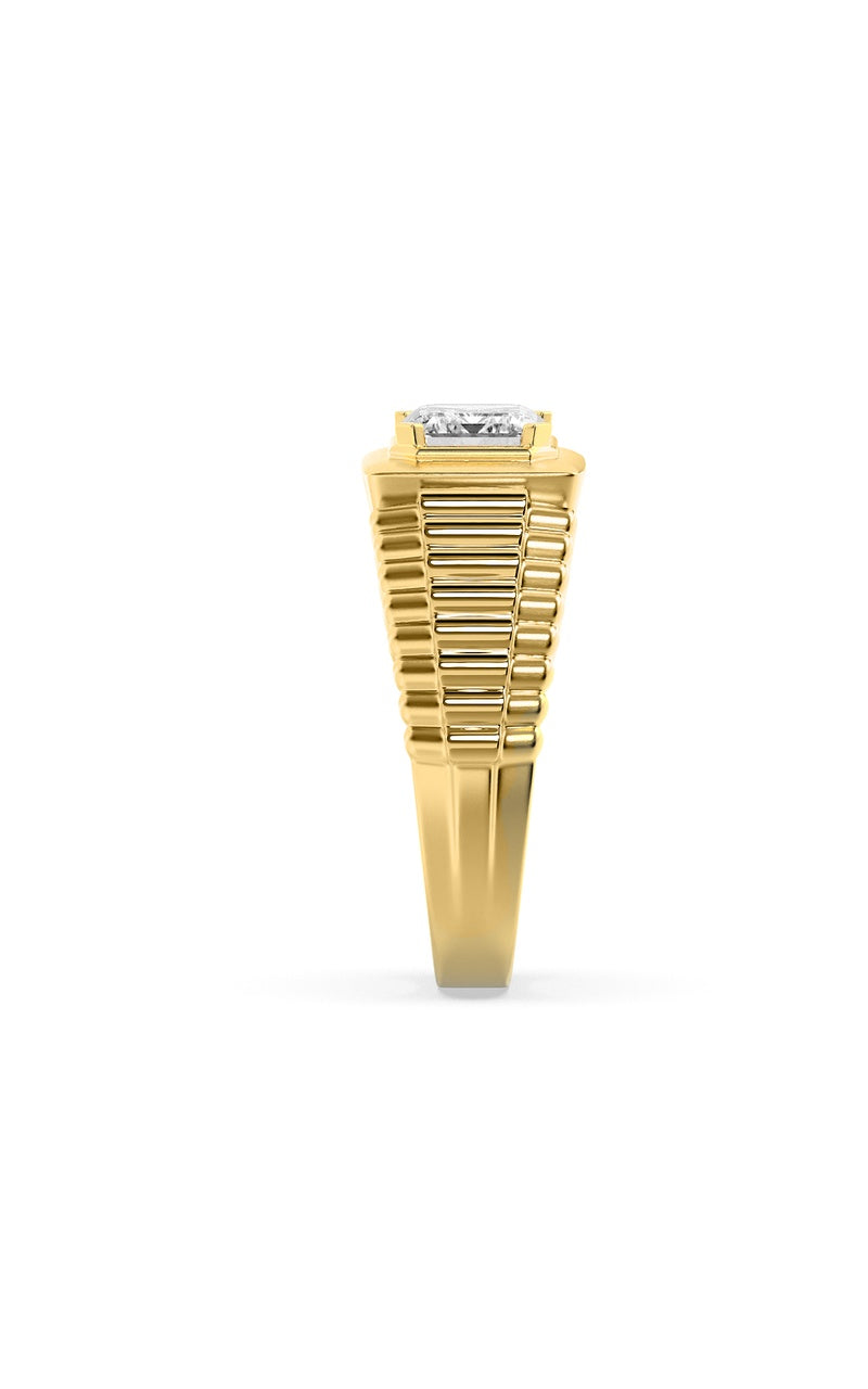 2.5CTW Emerald Shaped Lab Grown Diamond (F/VS) Mens Ring in 14K Gold