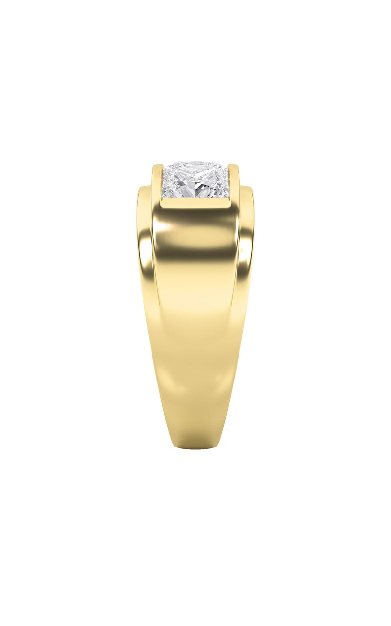 3CTW Princess Shaped Lab Grown Diamond (F/VS) Three Stone Channel Set Mens Ring in 14K Gold