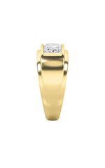 Load image into Gallery viewer, 3CTW Princess Shaped Lab Grown Diamond (F/VS) Three Stone Channel Set Mens Ring in 14K Gold
