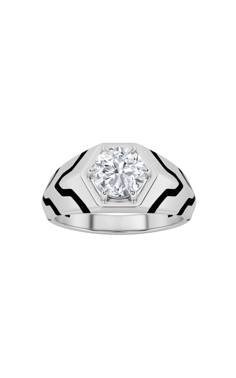 1.5CTW Round Shaped Lab Grown Diamond (F/VS) Mens Ring in 14K White Gold
