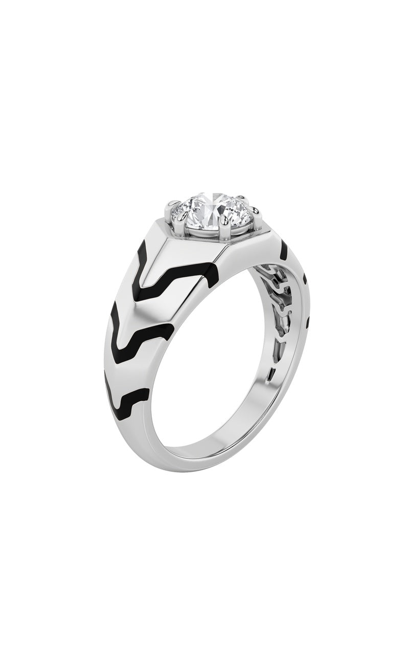 1.5CTW Round Shaped Lab Grown Diamond (F/VS) Mens Ring in 14K White Gold