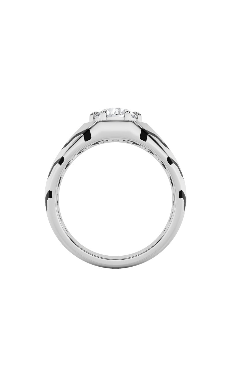 1.5CTW Round Shaped Lab Grown Diamond (F/VS) Mens Ring in 14K White Gold