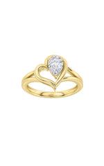 Load image into Gallery viewer, 0.5CTW Pear Shaped Lab Grown Diamond (F/VS) Heart Ring in 14K  White Gold

