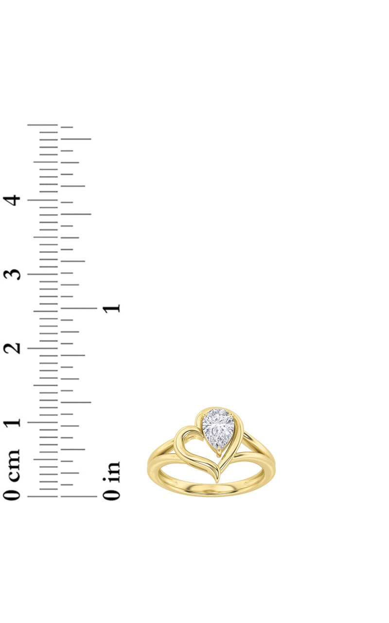 0.5CTW Pear Shaped Lab Grown Diamond (F/VS) Heart Ring in 14K  White Gold