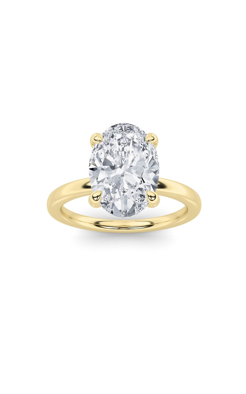 4CTW Oval Shaped Lab Grown Diamond Classic Solitaire Ring in 14K Gold (F/VS)