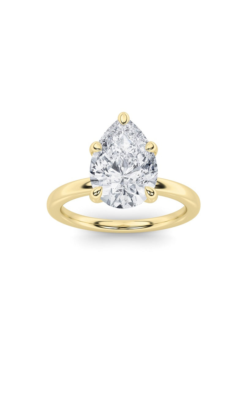 4CTW Pear Shaped Lab Grown Diamond Classic Solitaire Ring in 14K Gold (F/VS)