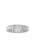Load image into Gallery viewer, 3.45CTW Emerald Shaped Lab Grown Diamond Split Prong Eternity Ring in 14K Gold (F/VS)
