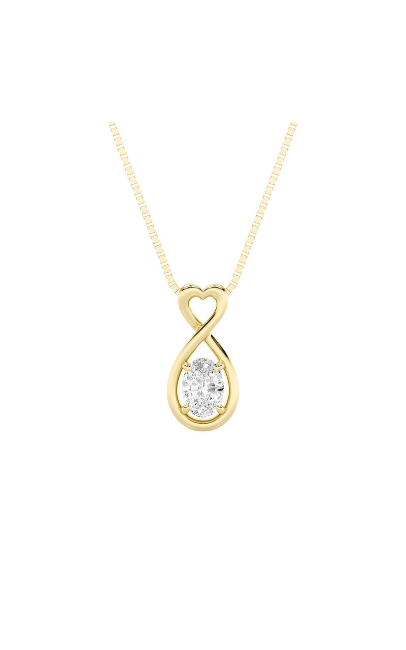 1CTW Oval Shaped Lab Grown Diamond (G/VS) Fancy Solitaire Pendant in 14K Gold