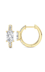 Load image into Gallery viewer, 1.5CTW Radiant Shaped Lab Grown Diamond (G/VS) Solitare Accent Huggie Earrings in 14K Gold
