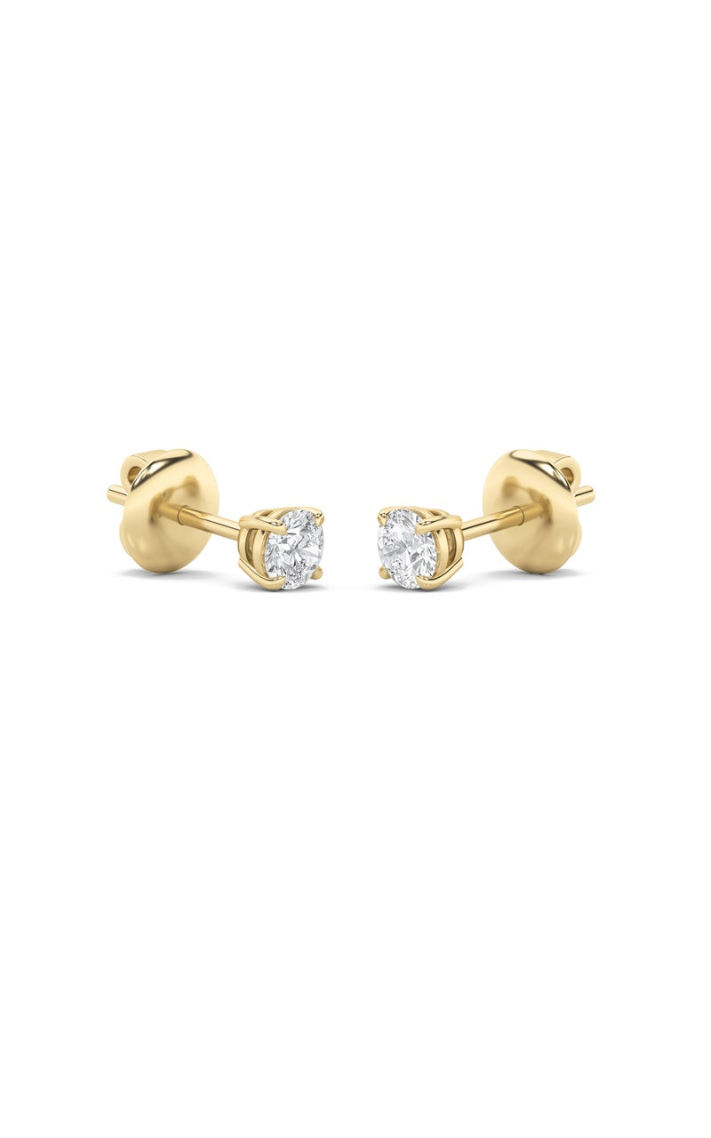 1CTW Round Shaped Lab Grown Diamond (F/VS) Classic Basket Set Stud Earrings in 14K Gold