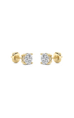 Load image into Gallery viewer, 1CTW Round Shaped Lab Grown Diamond (F/VS) Hidden Halo Stud Earrings in 14K Gold
