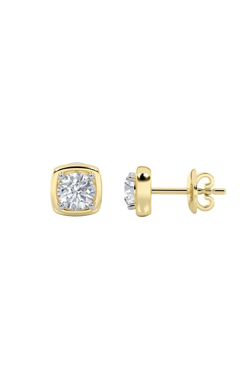 2CTW Round Shaped Lab Grown Diamond (F/VS) Stud Earrings in 14K Gold