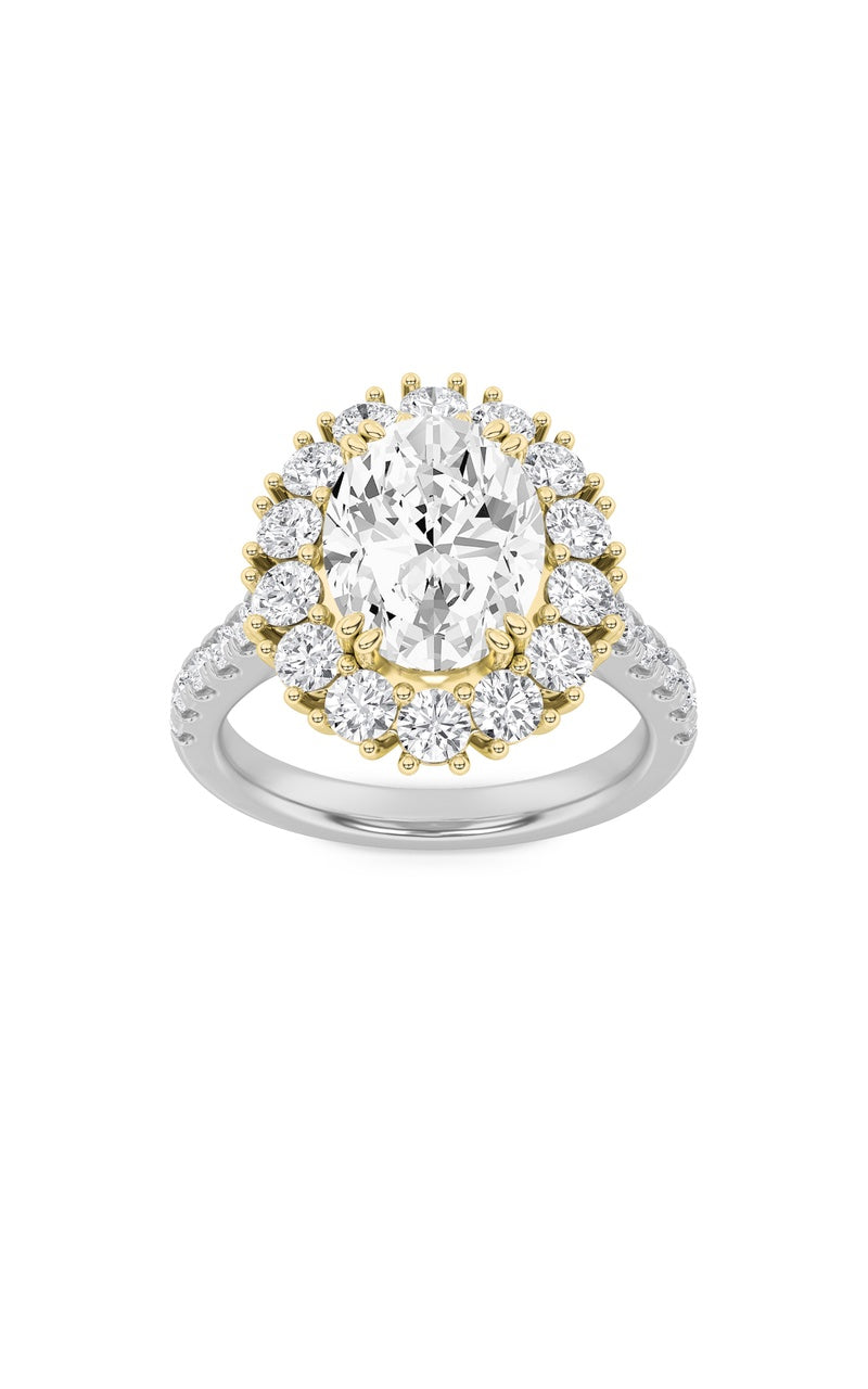 4CTW Oval Shaped Lab Grown Diamond (F/VS) Bold Classic Engagement Ring in 14K Gold