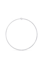 Load image into Gallery viewer, 29CTW Emerald Shaped Lab Grown Diamond Tennis Necklace in 14K Gold (F/VS)
