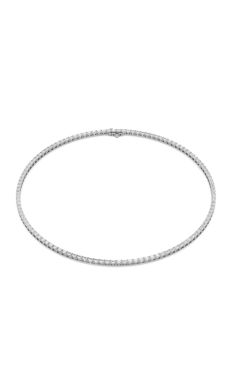 29CTW Emerald Shaped Lab Grown Diamond Tennis Necklace in 14K Gold (F/VS)
