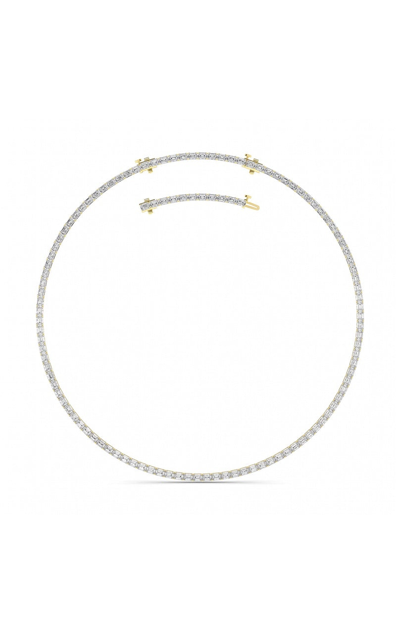 29CTW Emerald Shaped Lab Grown Diamond Tennis Necklace in 14K Gold (F/VS)