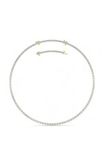 Load image into Gallery viewer, 29CTW Emerald Shaped Lab Grown Diamond Tennis Necklace in 14K Gold (F/VS)
