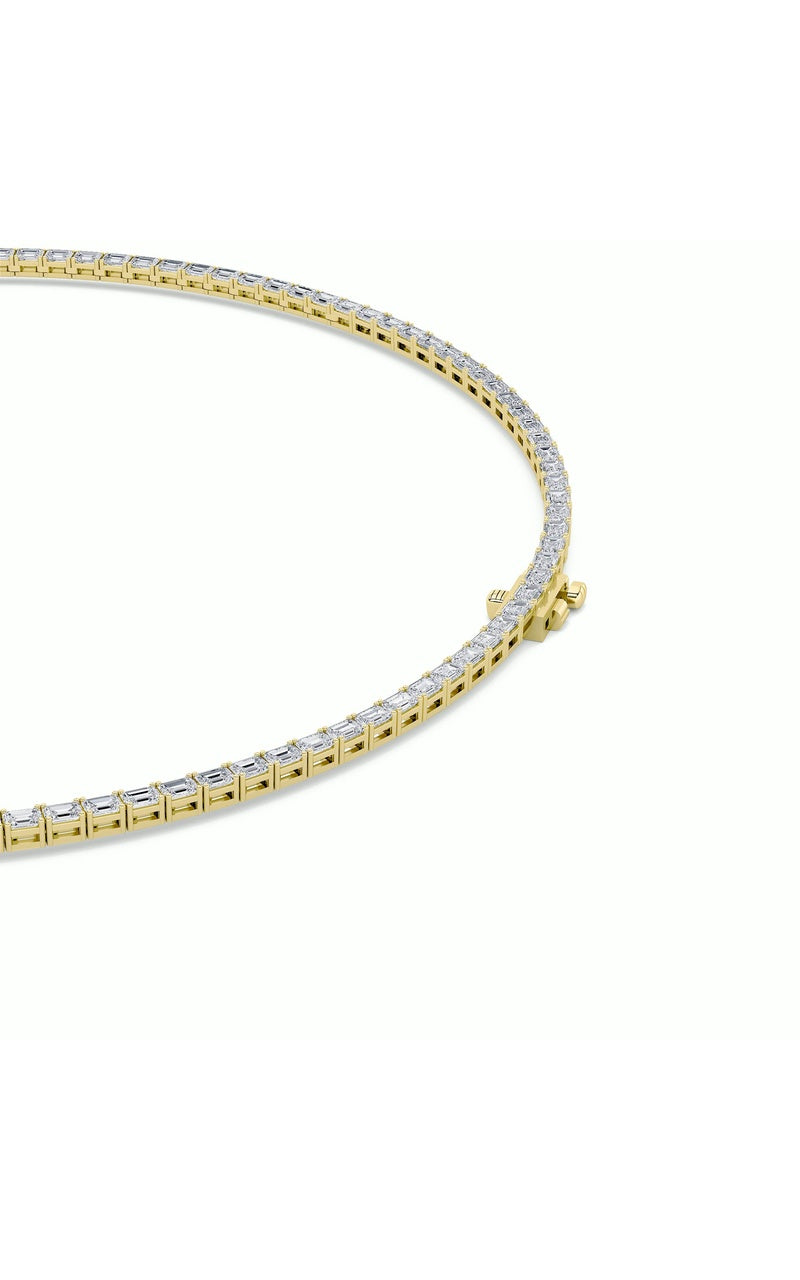29CTW Emerald Shaped Lab Grown Diamond Tennis Necklace in 14K Gold (F/VS)