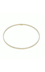Load image into Gallery viewer, 29CTW Emerald Shaped Lab Grown Diamond Tennis Necklace in 14K Gold (F/VS)
