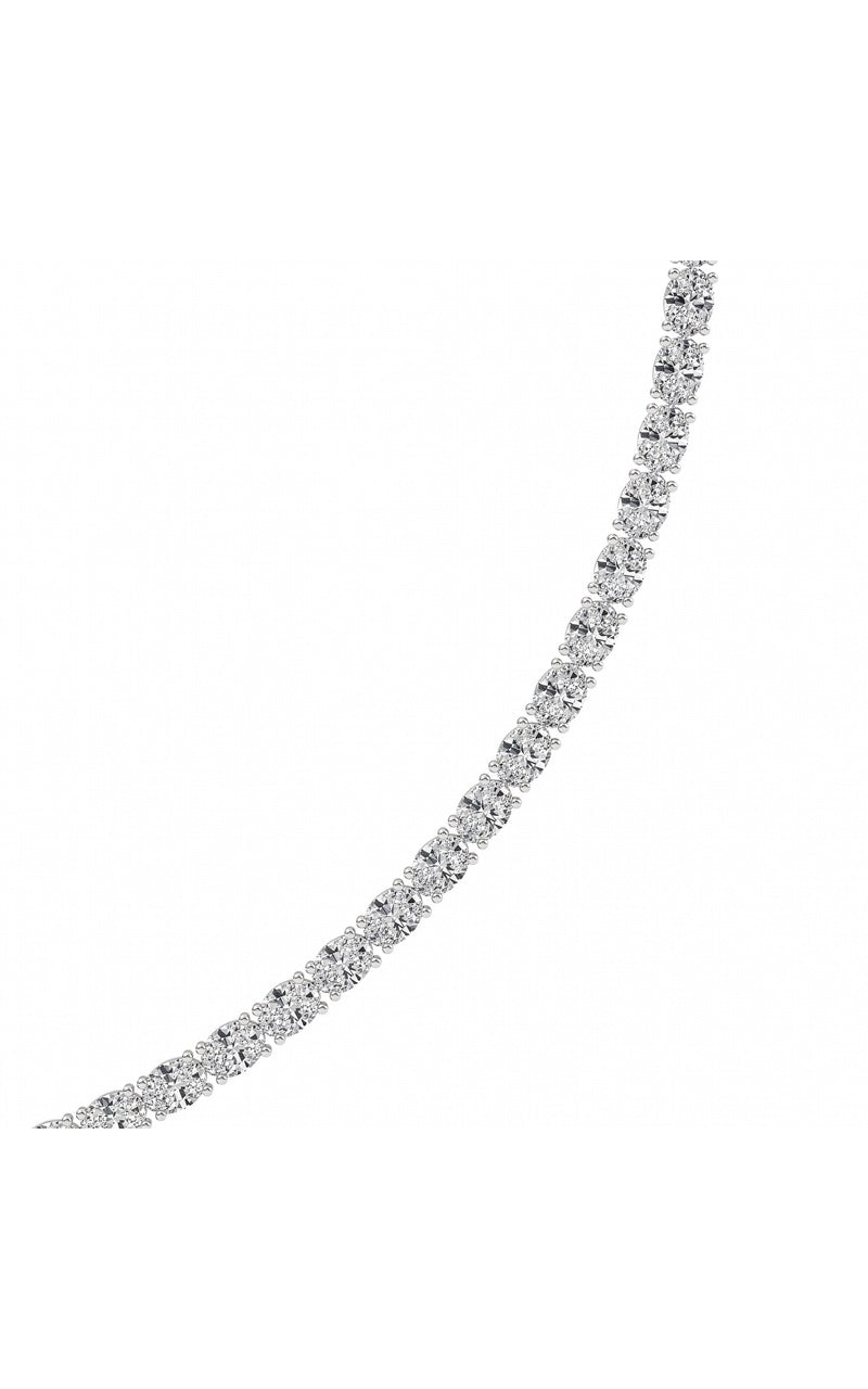 19CTW Oval Shaped Lab Grown Diamond Tennis Necklace in 14K Gold (F/VS)