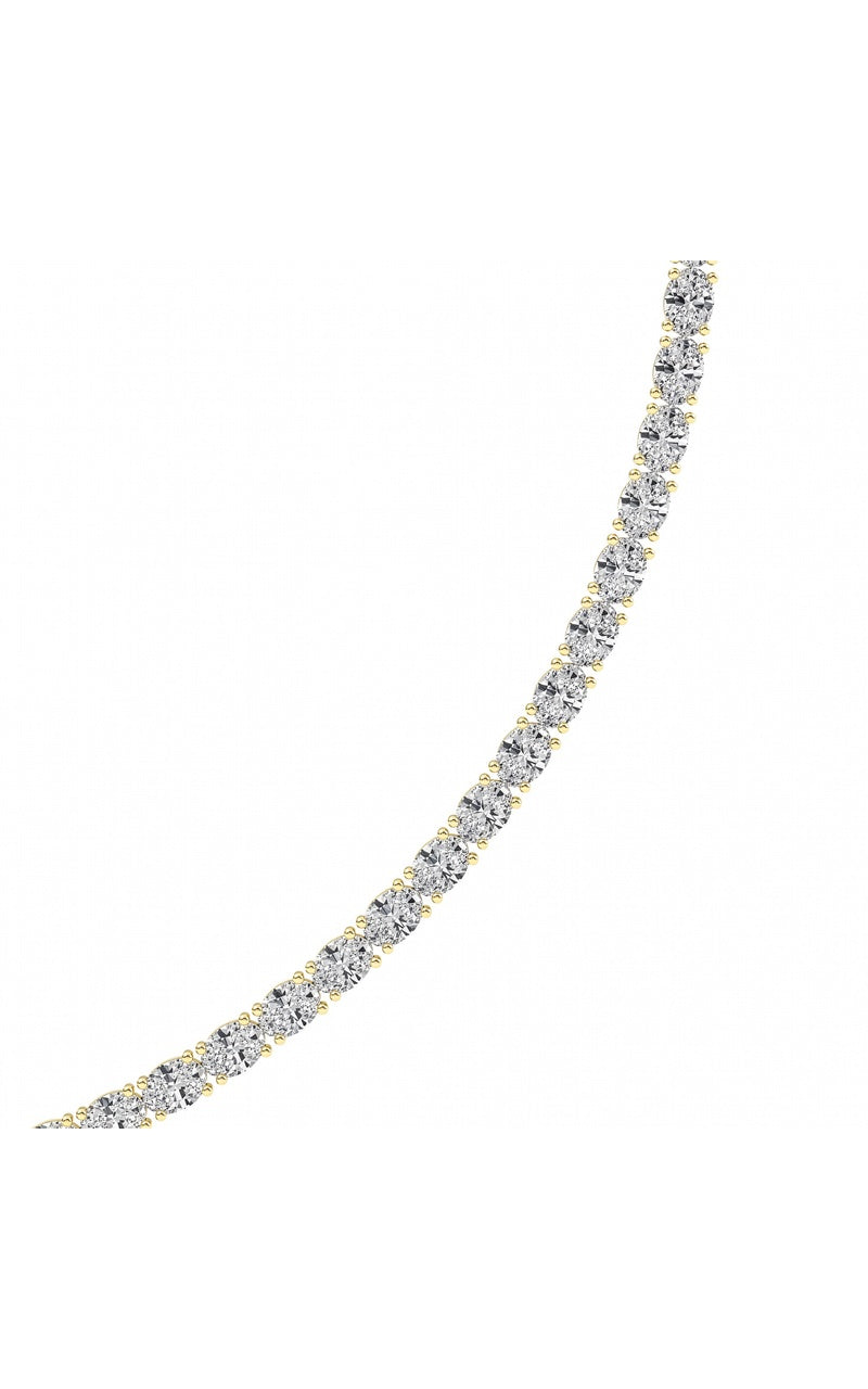 19CTW Oval Shaped Lab Grown Diamond Tennis Necklace in 14K Gold (F/VS)