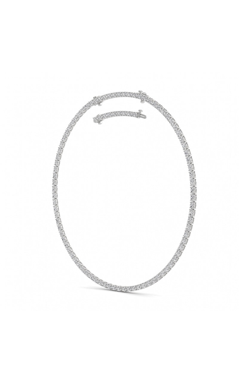 25CTW Oval Shaped Lab Grown Diamond Tennis Necklace in 14K Gold (F/VS)