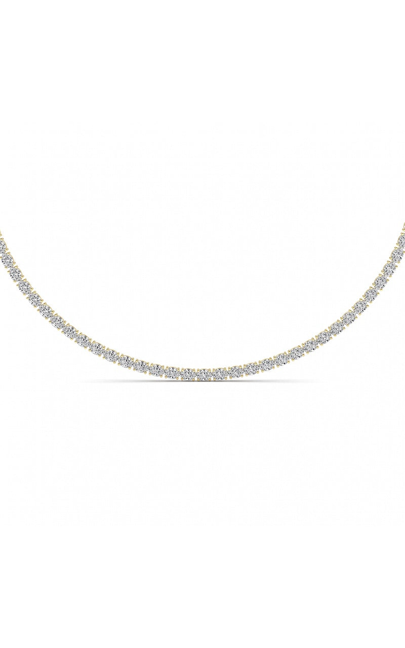 25CTW Oval Shaped Lab Grown Diamond Tennis Necklace in 14K Gold (F/VS)