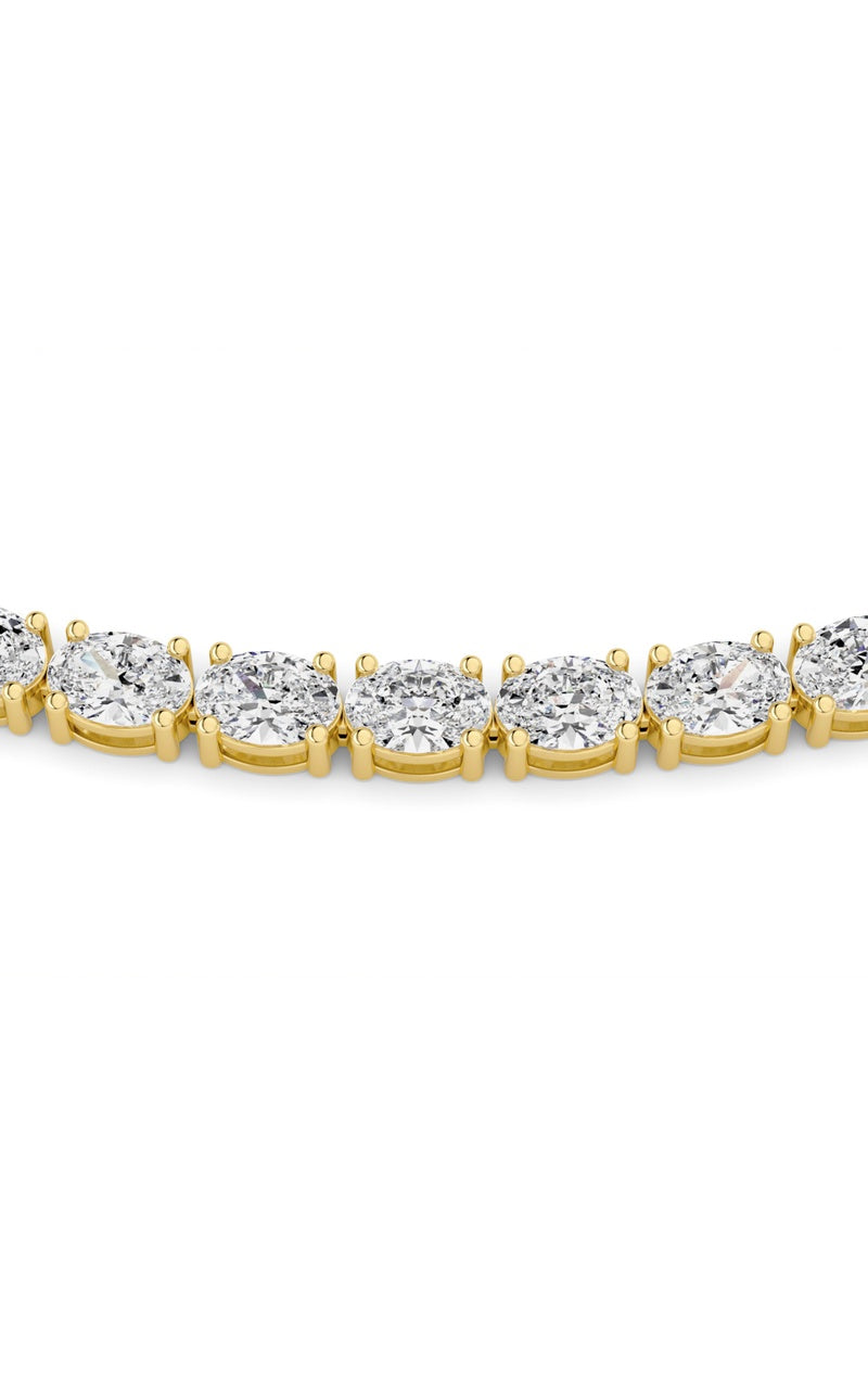 25CTW Oval Shaped Lab Grown Diamond Tennis Necklace in 14K Gold (F/VS)