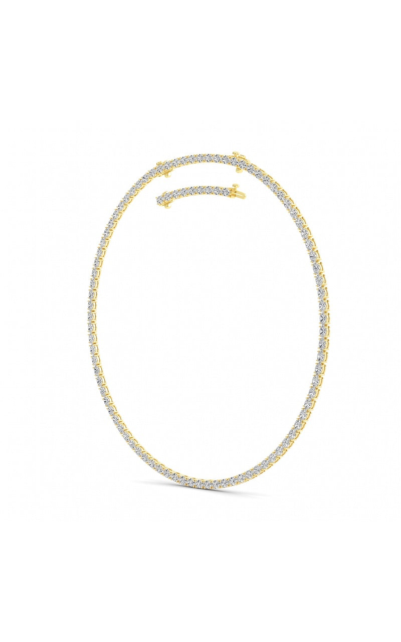 25CTW Oval Shaped Lab Grown Diamond Tennis Necklace in 14K Gold (F/VS)