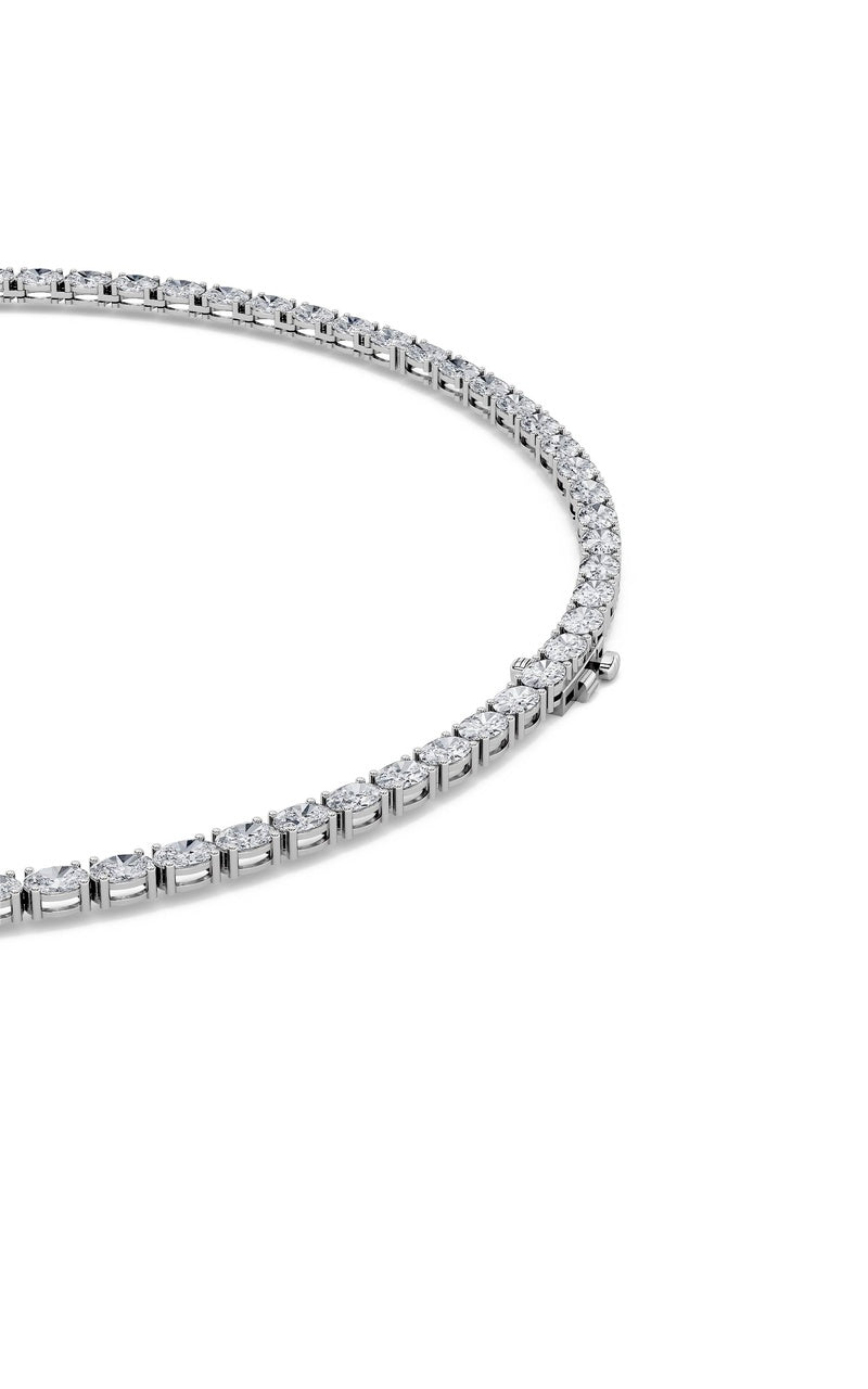 31CTW Oval Shaped Lab Grown Diamond Tennis Necklace in 14K Gold (F/VS)