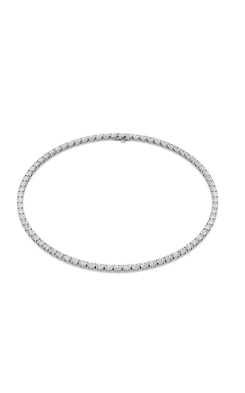 31CTW Oval Shaped Lab Grown Diamond Tennis Necklace in 14K Gold (F/VS)