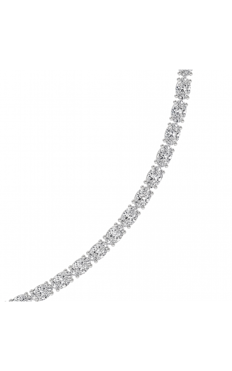 31CTW Oval Shaped Lab Grown Diamond Tennis Necklace in 14K Gold (F/VS)