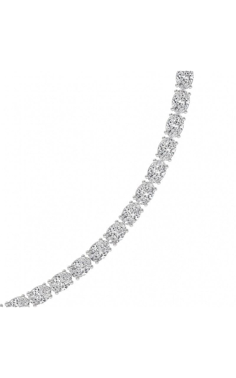 36CTW Oval Shaped Lab Grown Diamond Tennis Necklace in 14K Gold (F/VS)