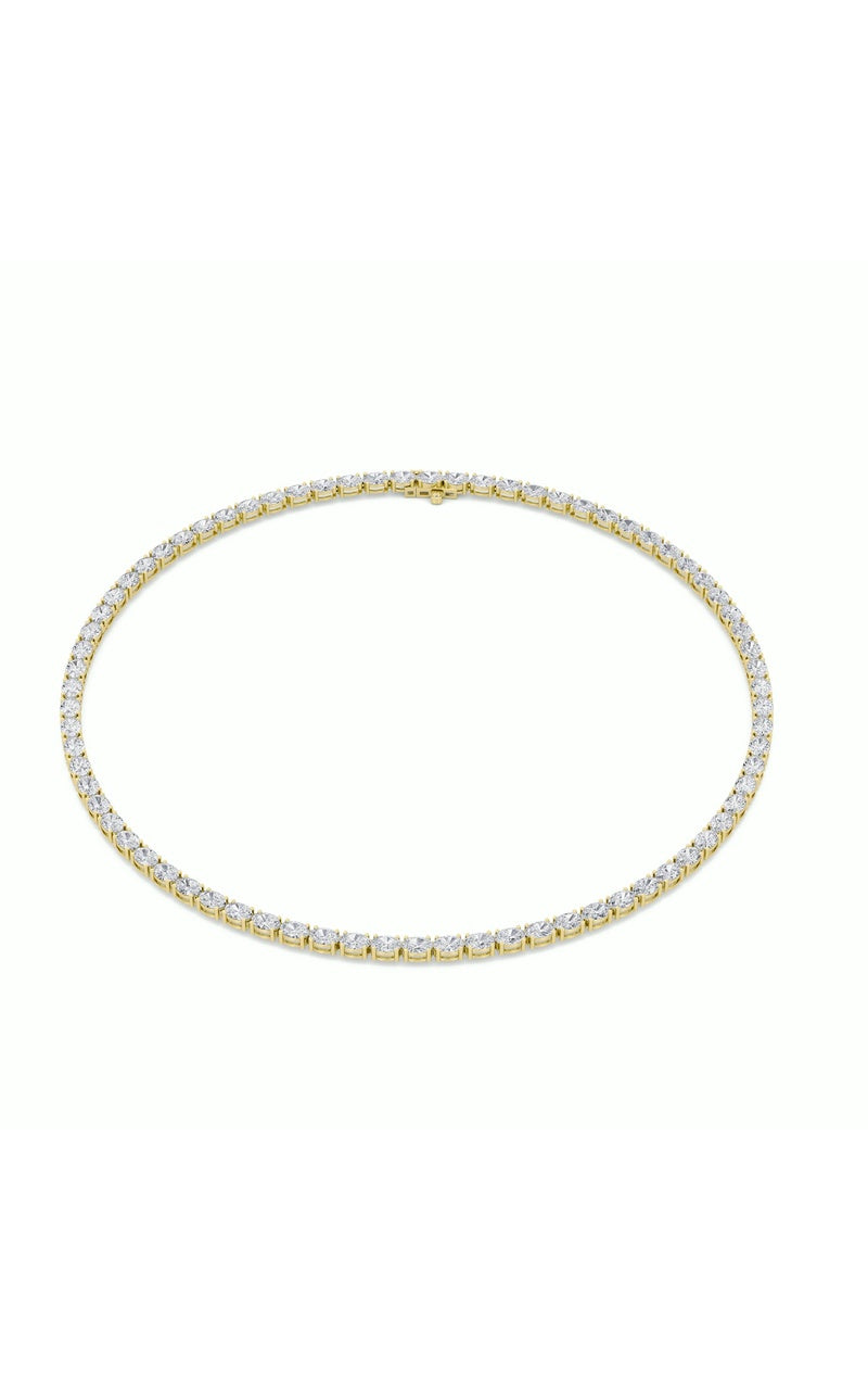 36CTW Oval Shaped Lab Grown Diamond Tennis Necklace in 14K Gold (F/VS)