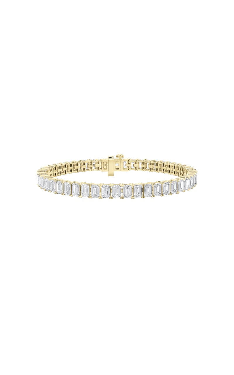 11.25CTW Emerald Shaped Lab Grown Diamond North South Bracelet in 14K Gold (F/VS)