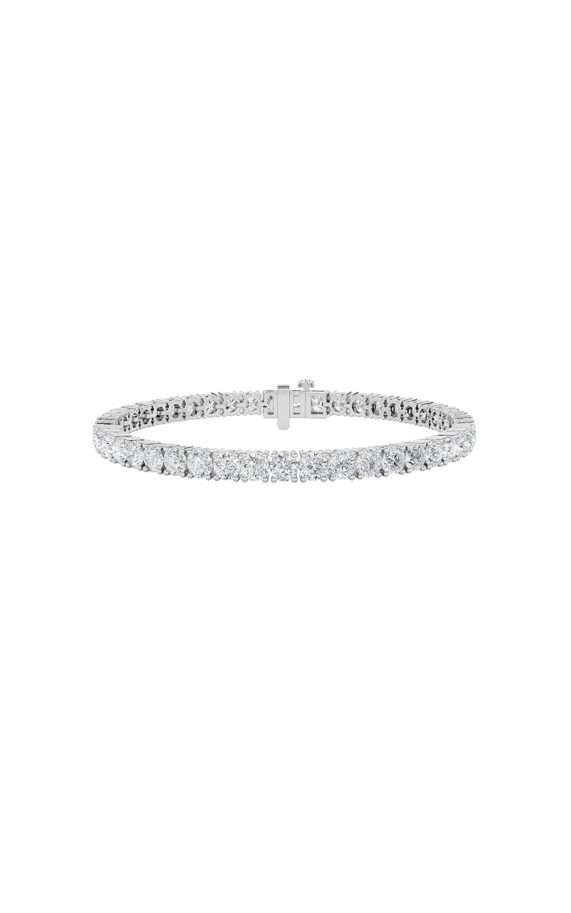 10CTW Round Shaped Lab Grown Diamond Tennis Bracelet in 14K Gold (F/VS)