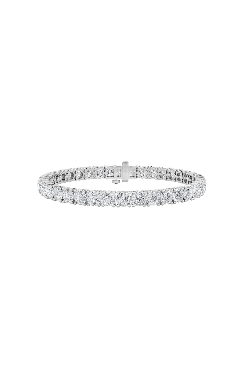 15CTW Round Shaped Lab Grown Diamond Tennis Bracelet in 14K Gold (F/VS)