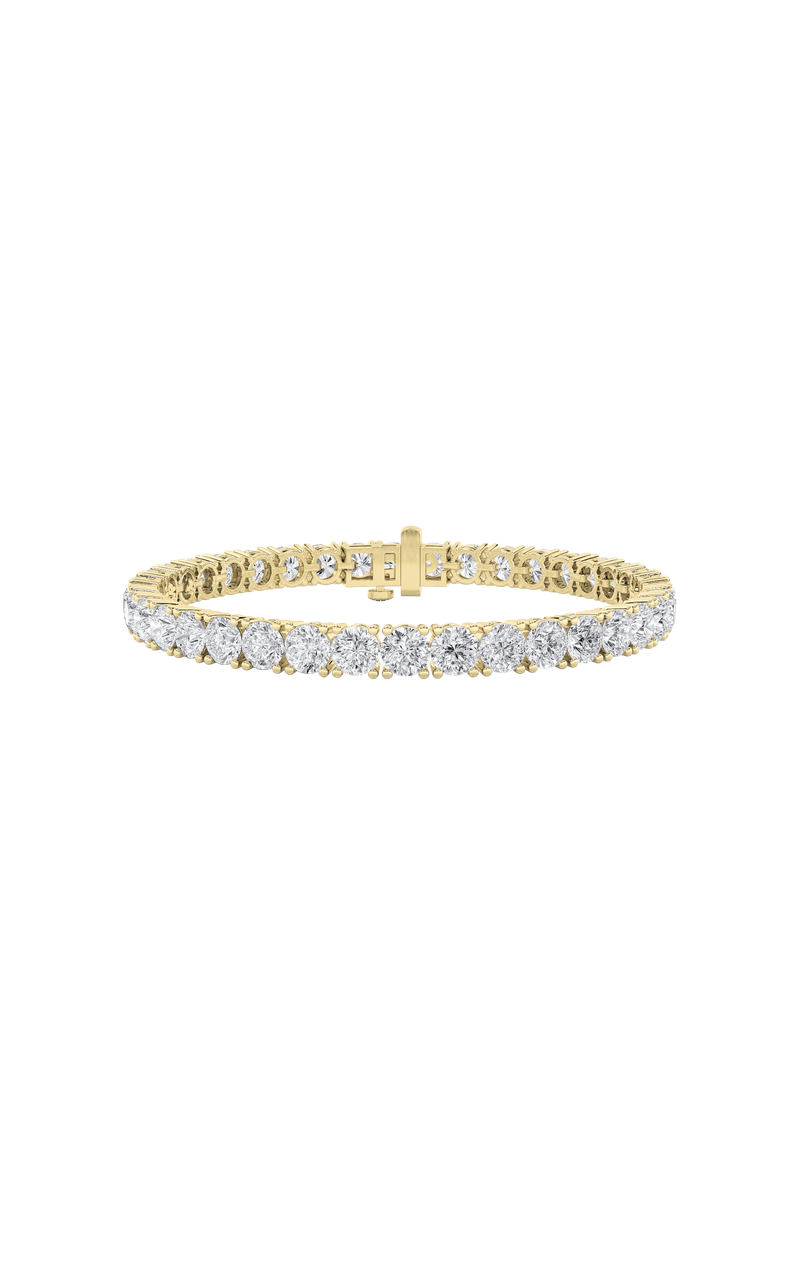 15CTW Round Shaped Lab Grown Diamond Tennis Bracelet in 14K Gold (F/VS)
