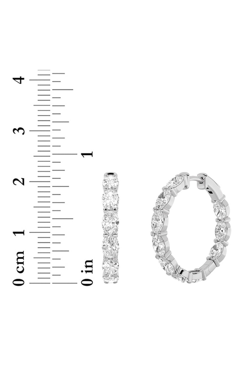 3CTW Oval Shaped Lab Grown Diamond Inside Out Hoop Earrings in 14K Gold (F/VS)