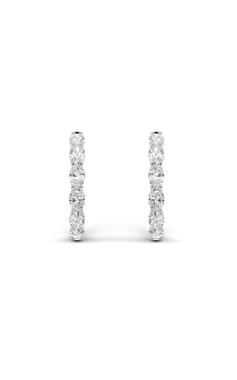 7CTW Oval Shaped Lab Grown Diamond Inside Out Hoop Earrings in 14K Gold (F/VS)