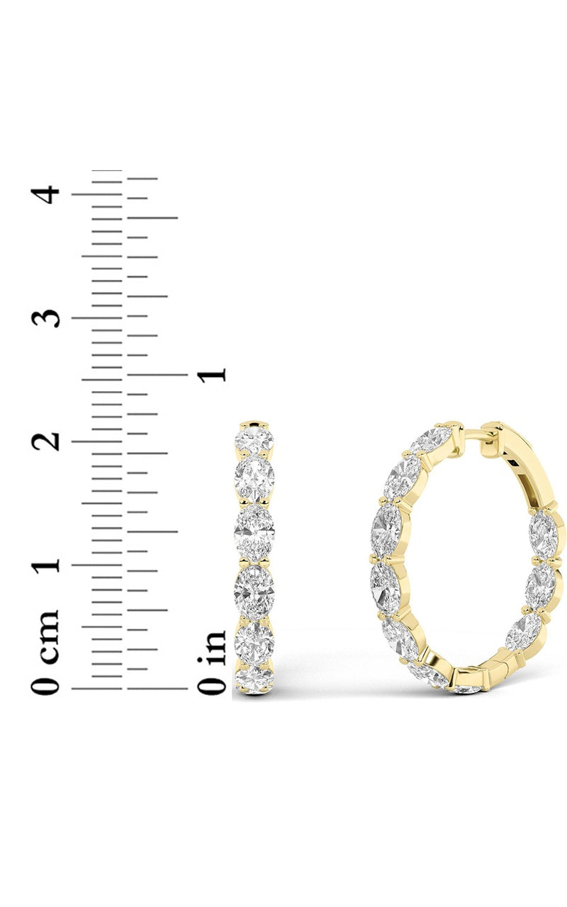 7CTW Oval Shaped Lab Grown Diamond Inside Out Hoop Earrings in 14K Gold (F/VS)