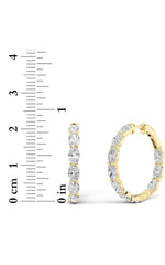 Load image into Gallery viewer, 7CTW Oval Shaped Lab Grown Diamond Inside Out Hoop Earrings in 14K Gold (F/VS)
