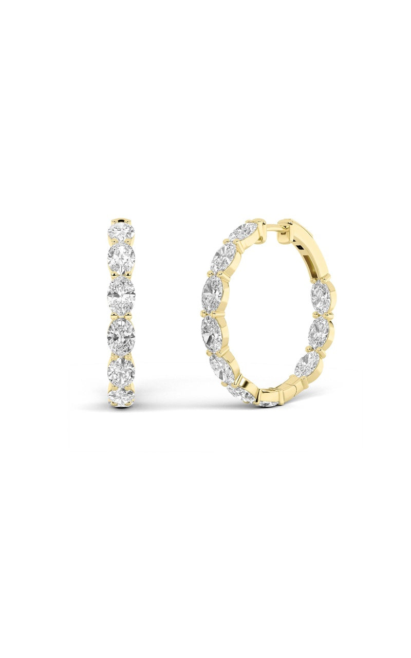 8CTW Oval Shaped Lab Grown Diamond Inside Out Hoop Earrings in 14K Gold (F/VS)