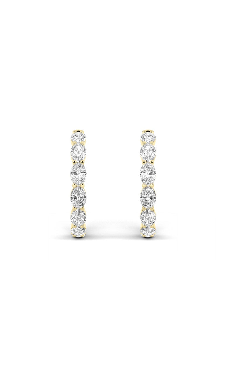 8CTW Oval Shaped Lab Grown Diamond Inside Out Hoop Earrings in 14K Gold (F/VS)