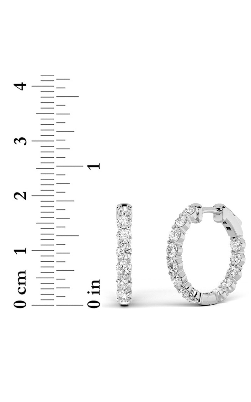 3CTW Round Shaped Lab Grown Diamond Inside Out Hoop Earrings in 14K Gold (F/VS)