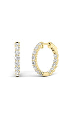 Load image into Gallery viewer, 3CTW Round Shaped Lab Grown Diamond Inside Out Hoop Earrings in 14K Gold (F/VS)
